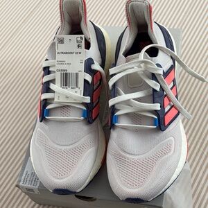 Adidas Ultraboost 22 White with Pink and Blue Accents